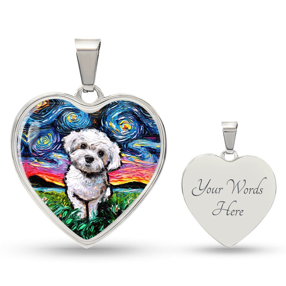 Maltipoo Starry Night Heart Necklace