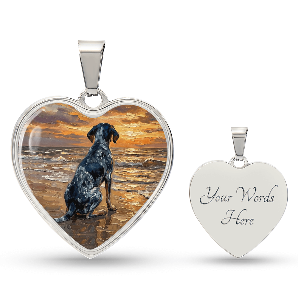 Beach Days - Blue Tick Coonhound Heart Necklace