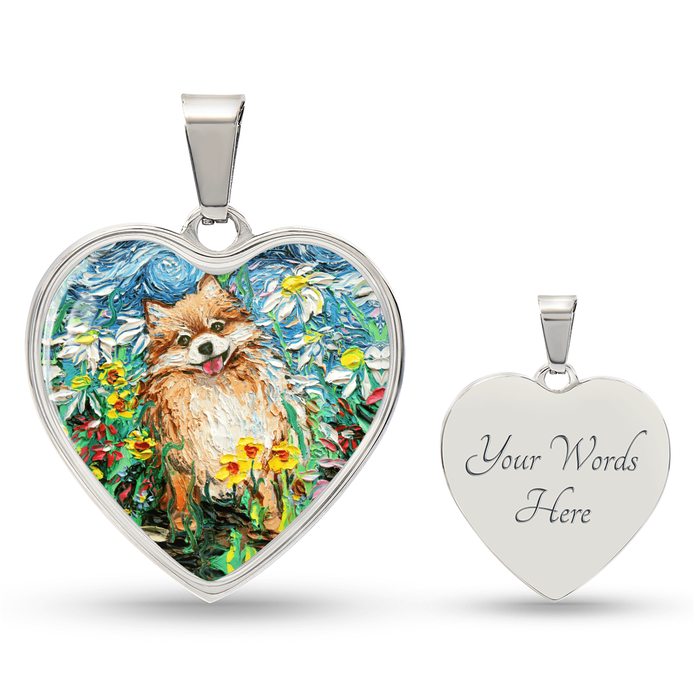 Happy Pomeranian Heart Necklace