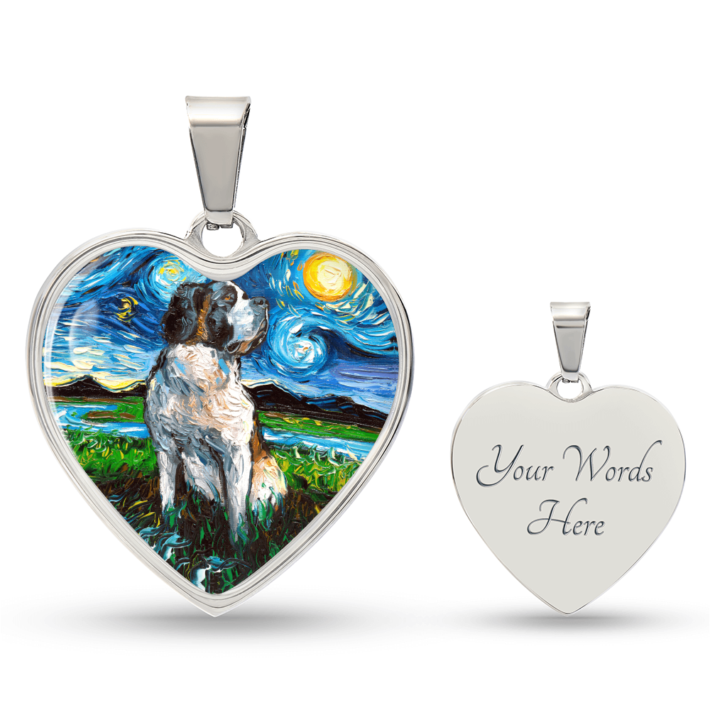 Saint Bernard Starry Night Heart Necklace