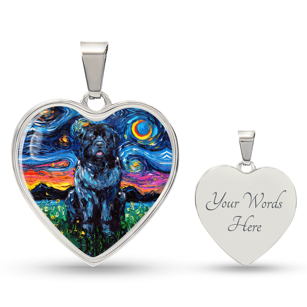 Newfoundland Starry Night Heart Necklace
