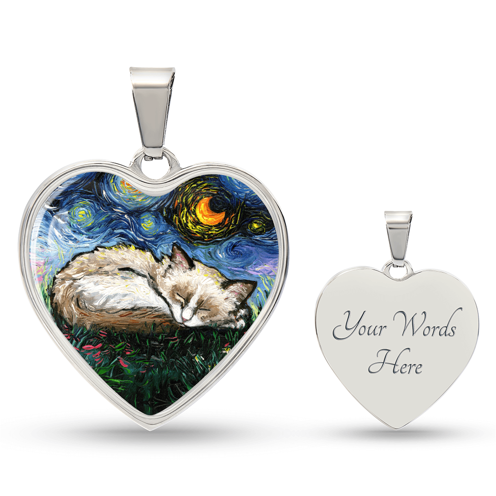 Ragdoll Kitten Starry Night Heart Necklace