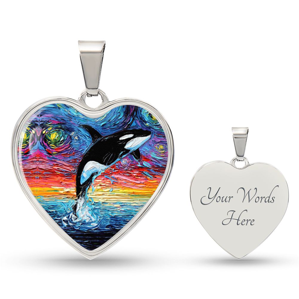 Orca Starry Night Heart Necklace