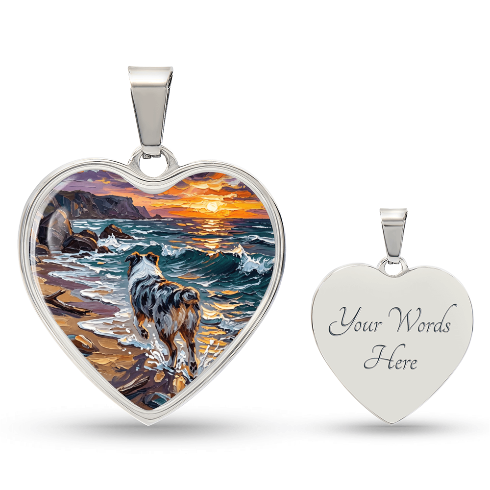 Beach Day - Merle Aussie Shepherd Heart Necklace