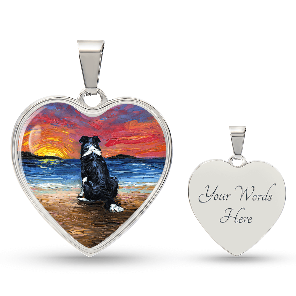 Beach Days - Border Collie Heart Necklace