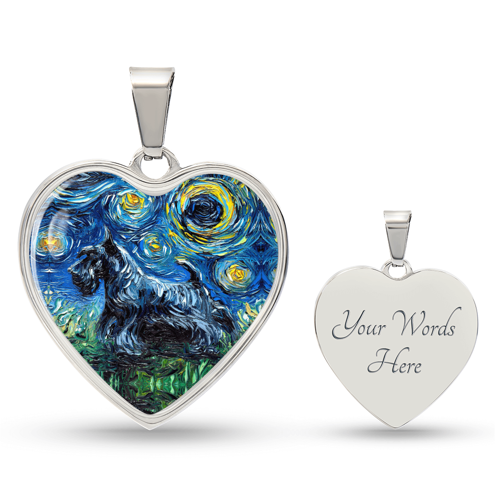 Scottish Terrier Starry Night Heart Necklace