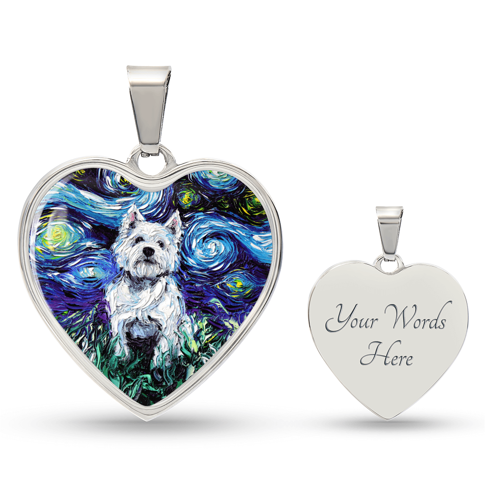 Westie Starry Night Heart Necklace