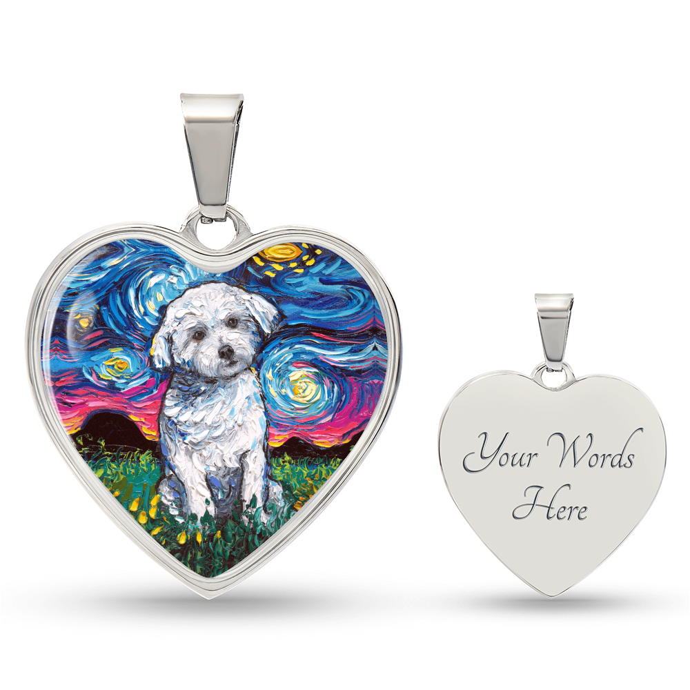 Maltese Starry Night Heart Bangle Bracelet