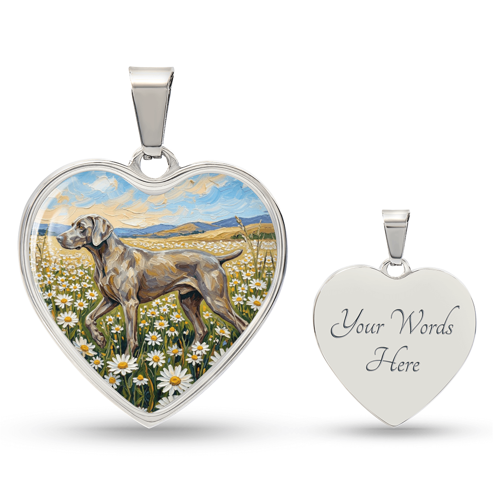 Amongst The Flowers - Weimaraner Heart Necklace