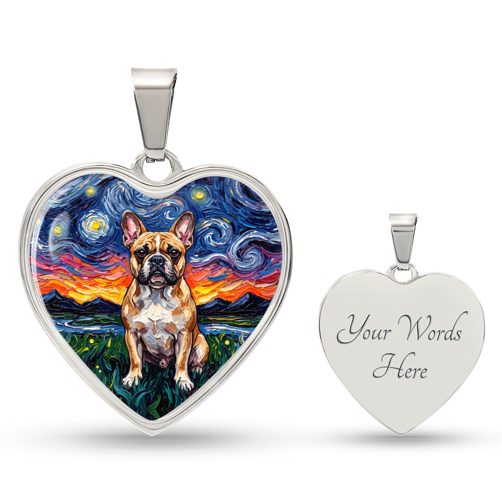 Frenchie Night Heart Necklace