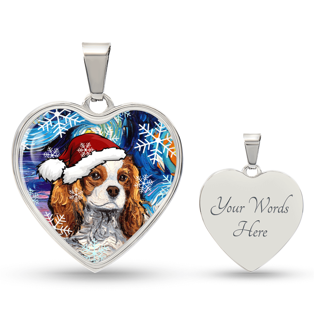 Santa Blenheim Spaniel Heart Necklace