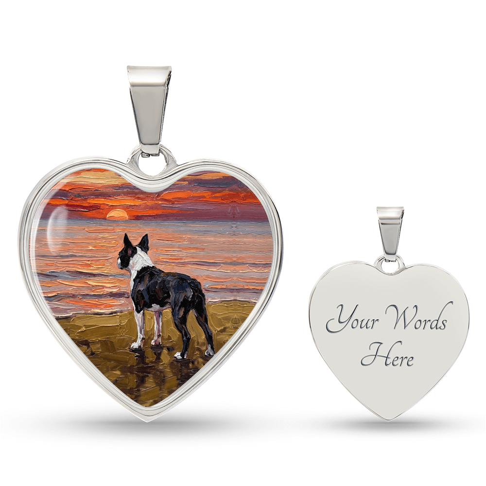 Beach Night - Boston Terrier Heart Necklace