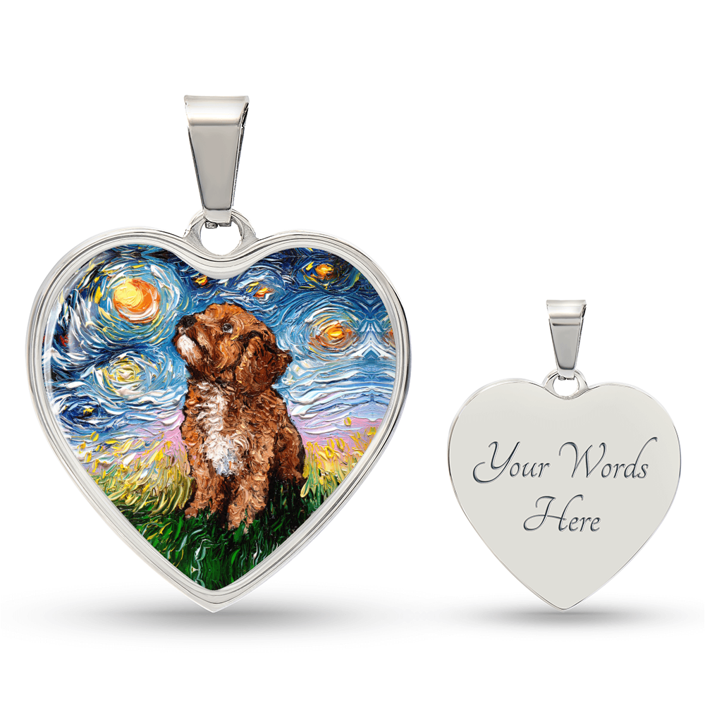 Cavapoo Starry Night Heart Necklace