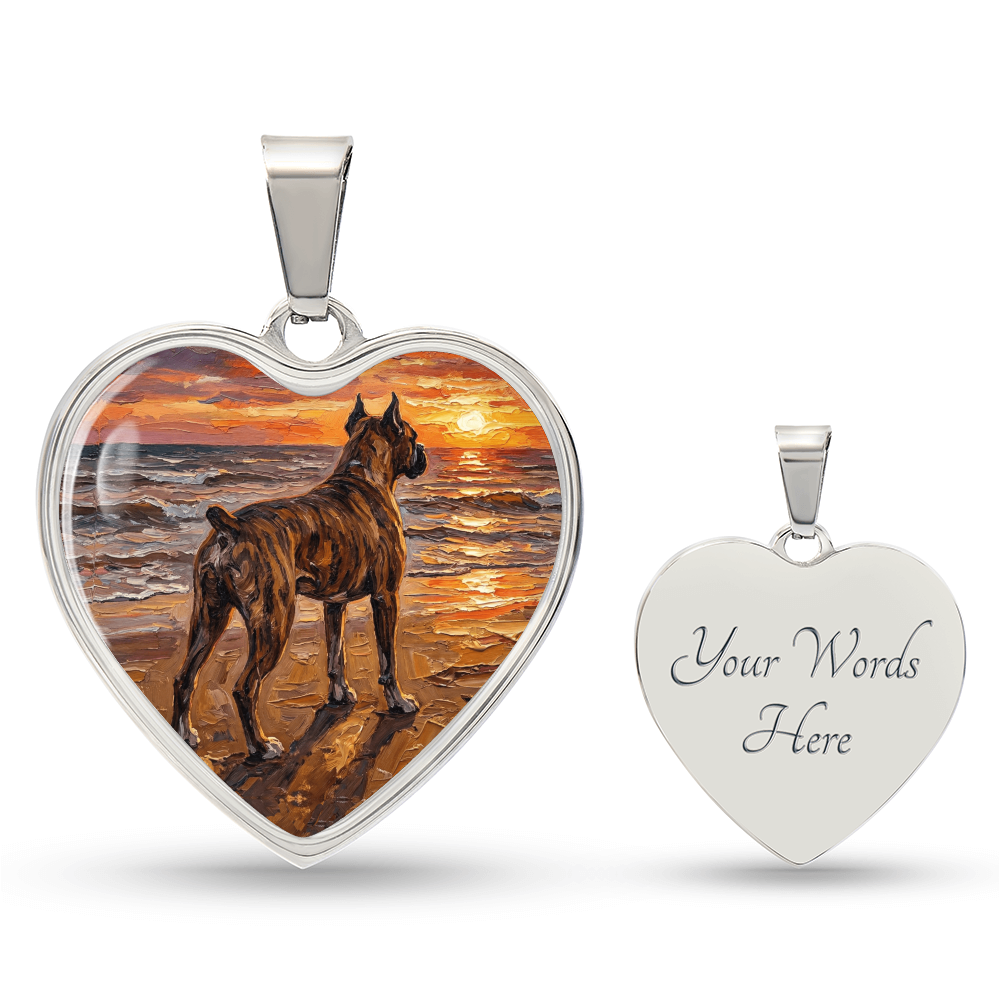 beach day - Brindle Boxer Heart Necklace