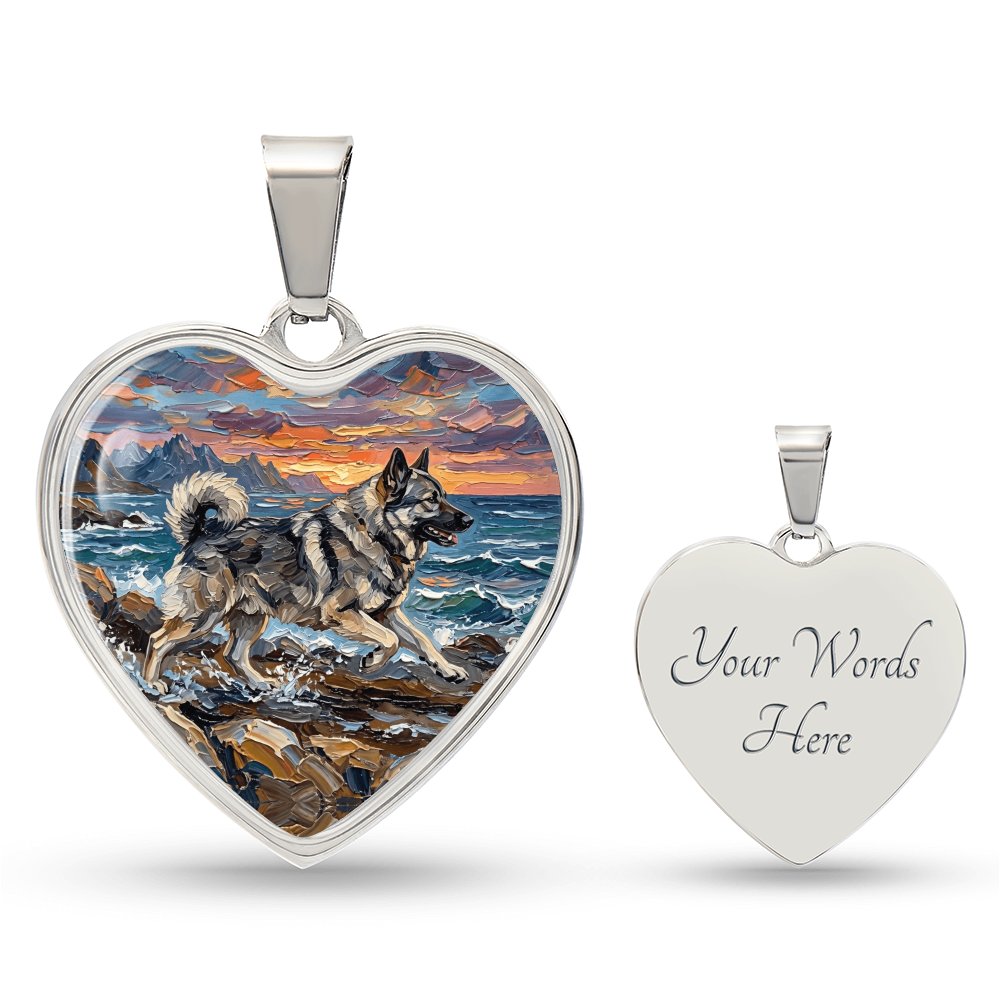 Beach Day - Norwegian Elkhound Heart Necklace