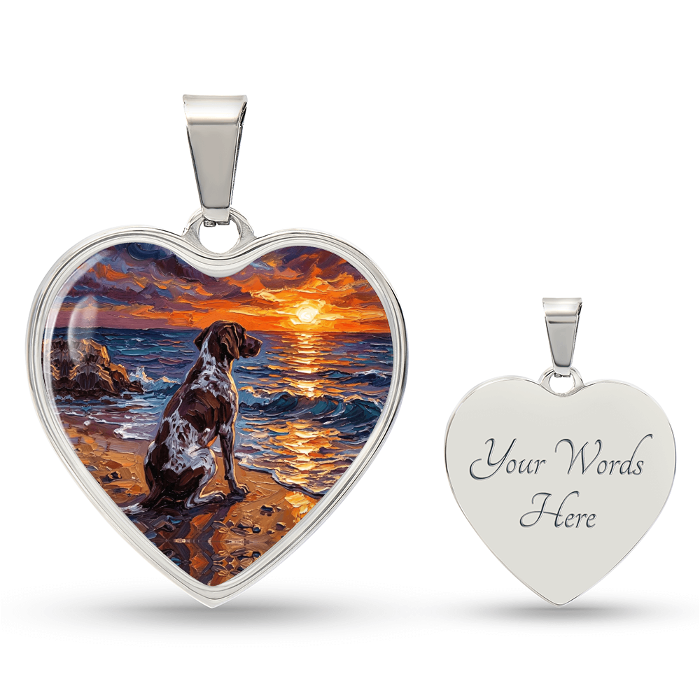 Beach Day - German Pointer Heart Necklace