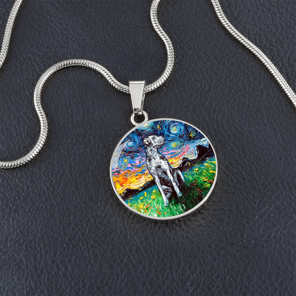 Merle Great Dane Starry Night Round Necklace