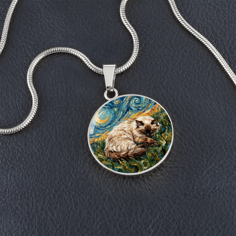 Sleepy Birman Round Necklace