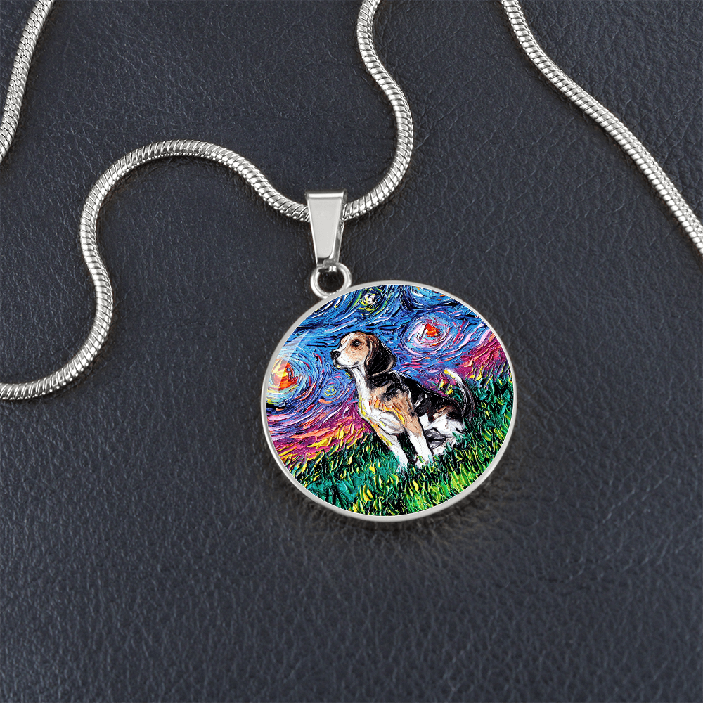 Beagle Starry Night Round Necklace