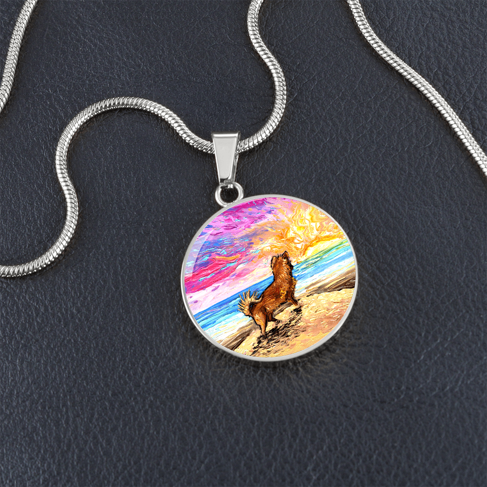 Beach Days - Chihuahua Starry Night Round Necklace