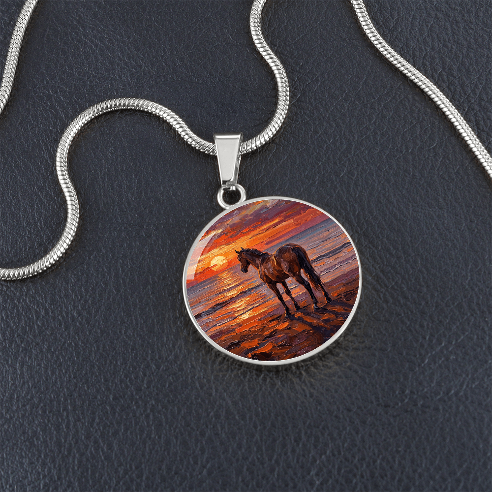 Sunset - Chocolate Mare Round Necklace