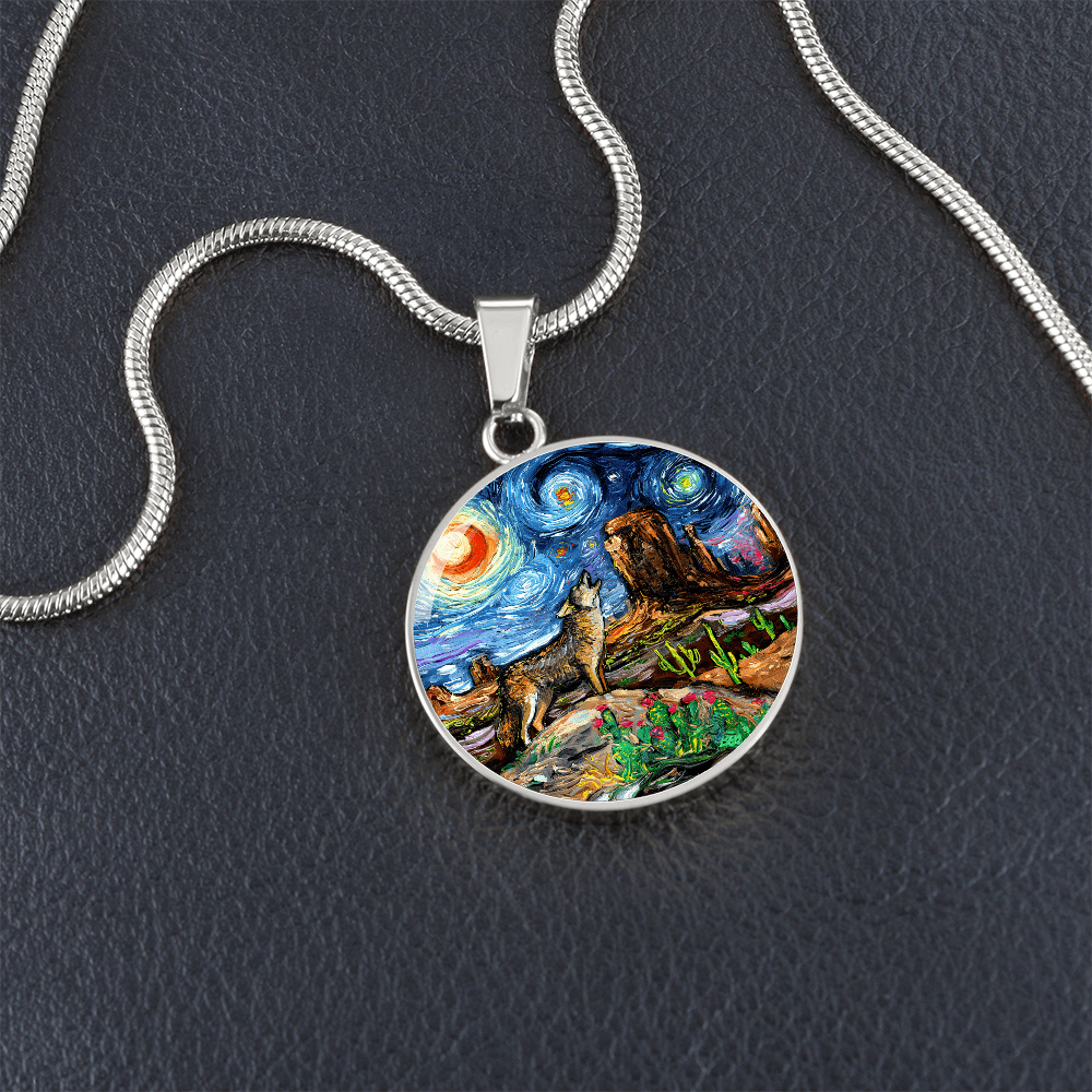 Southwestern Night Starry Night  Round Necklace