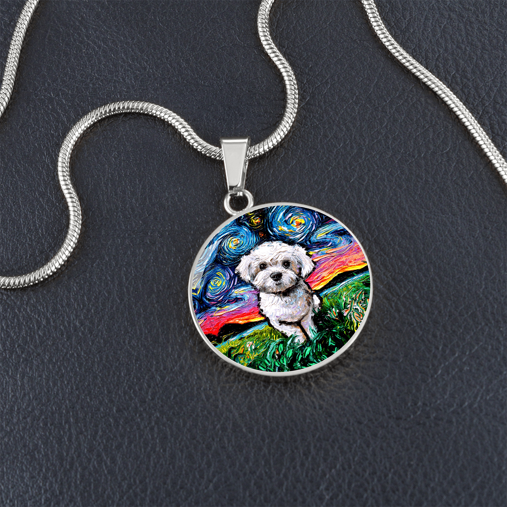 Maltipoo Starry Night Round Necklace