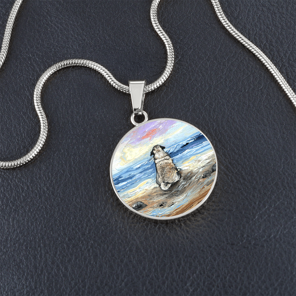 Beach Days - Pug Starry Night Round Necklace