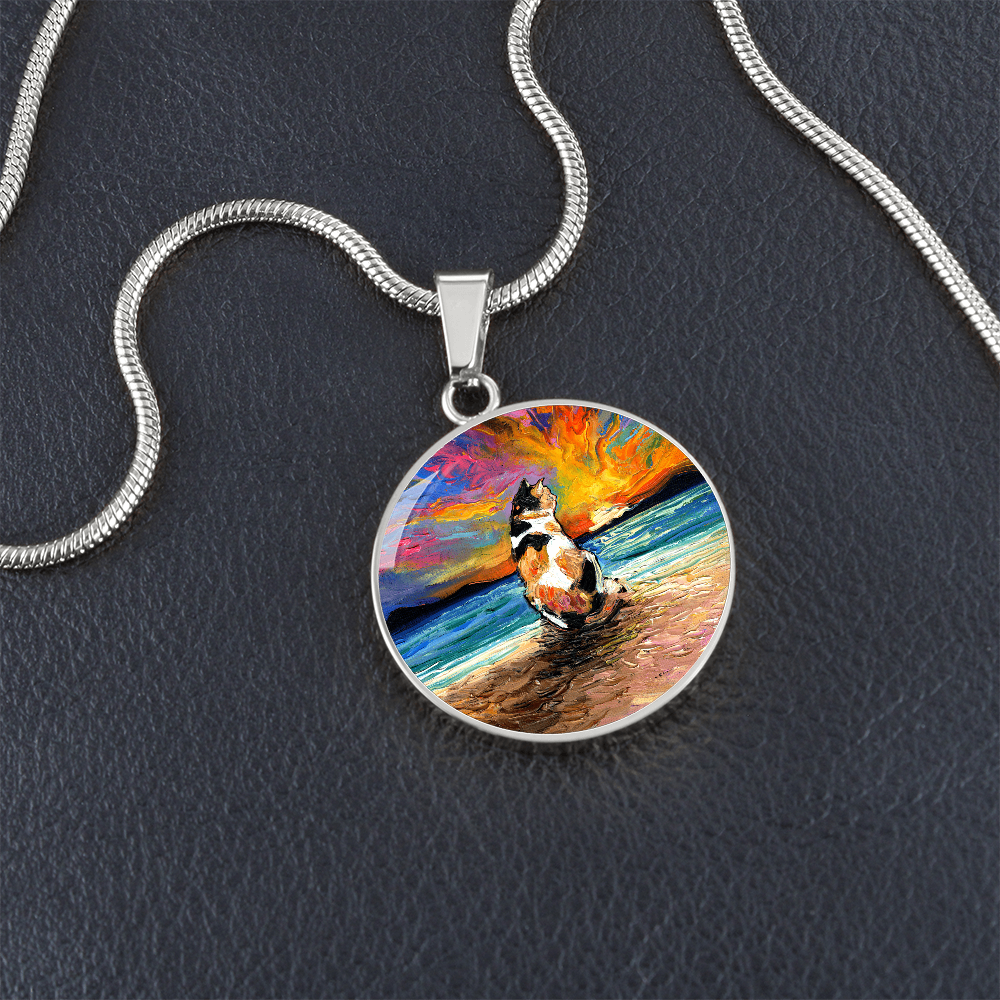 Beach Days - Calico Cat Starry Night Round Necklace