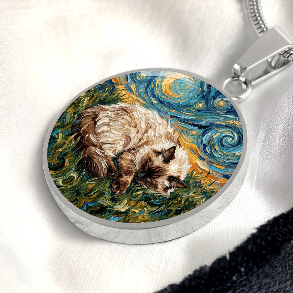 Sleepy Birman Round Necklace