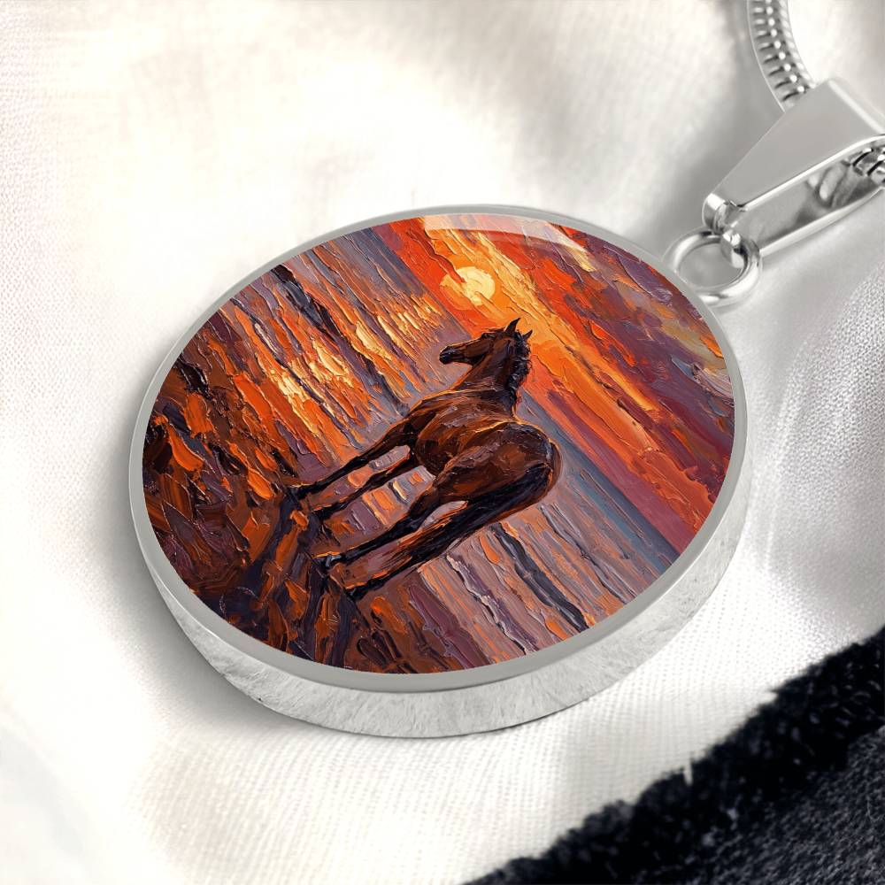 Sunset - Chocolate Mare Round Necklace