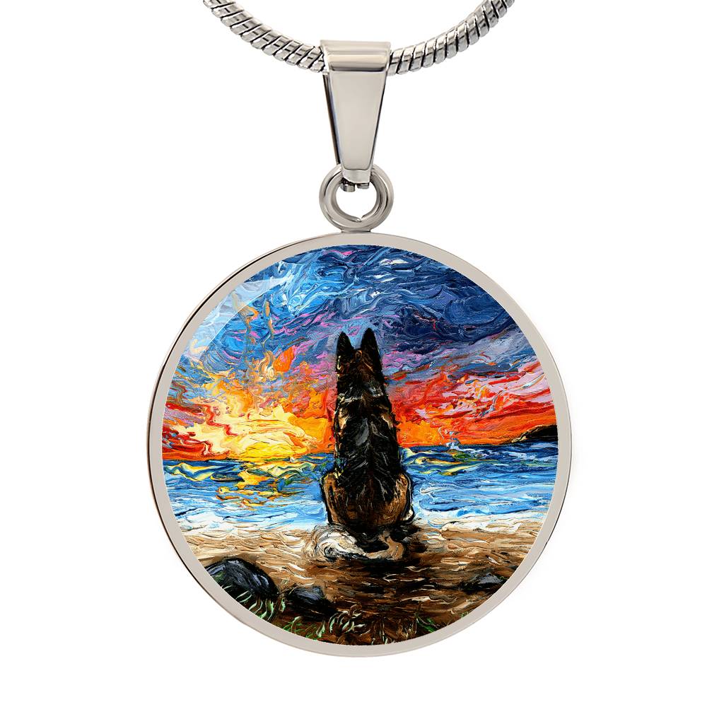 Beach Days - German Shepherd Round Necklace