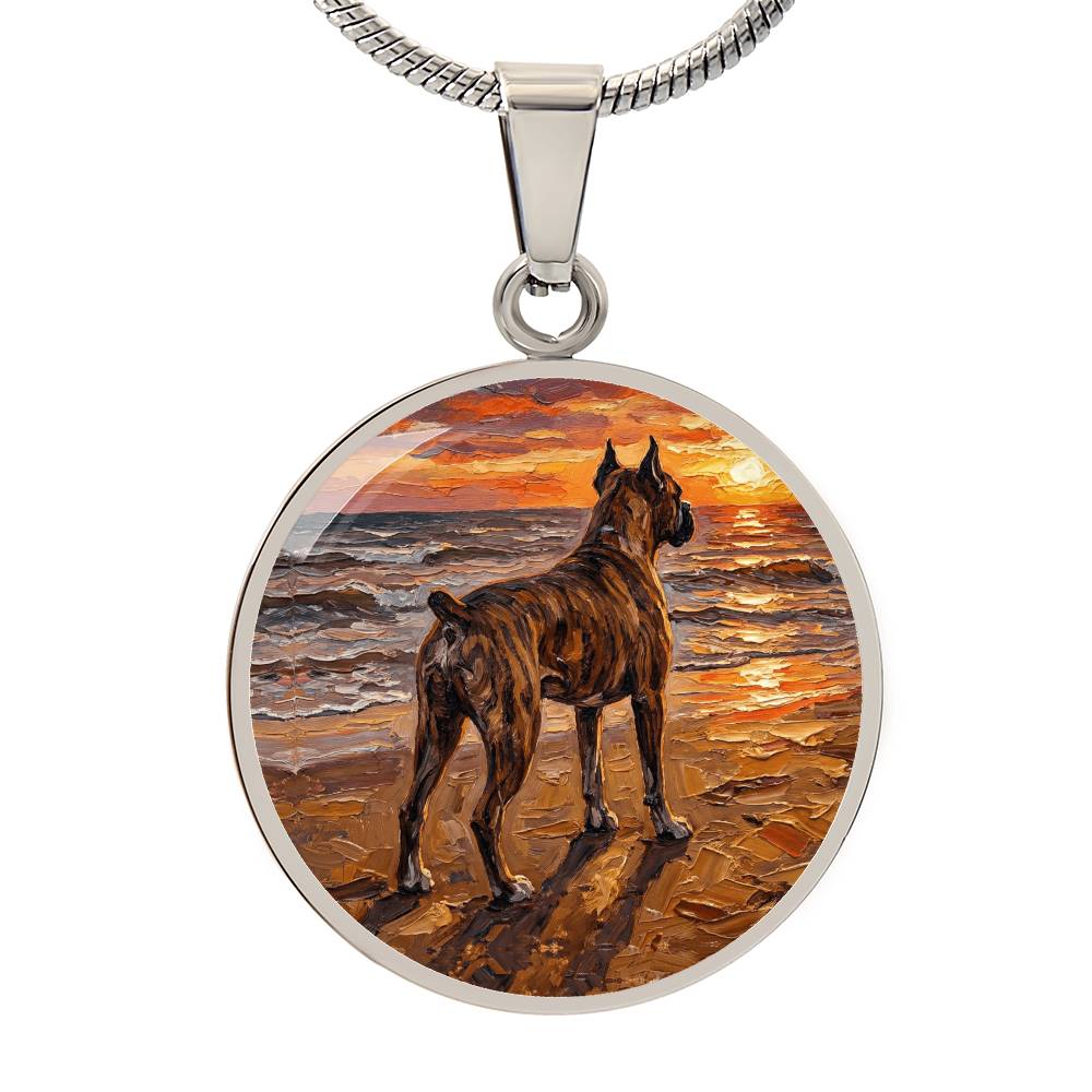 Beach Day - Brindle Boxer Round Necklace