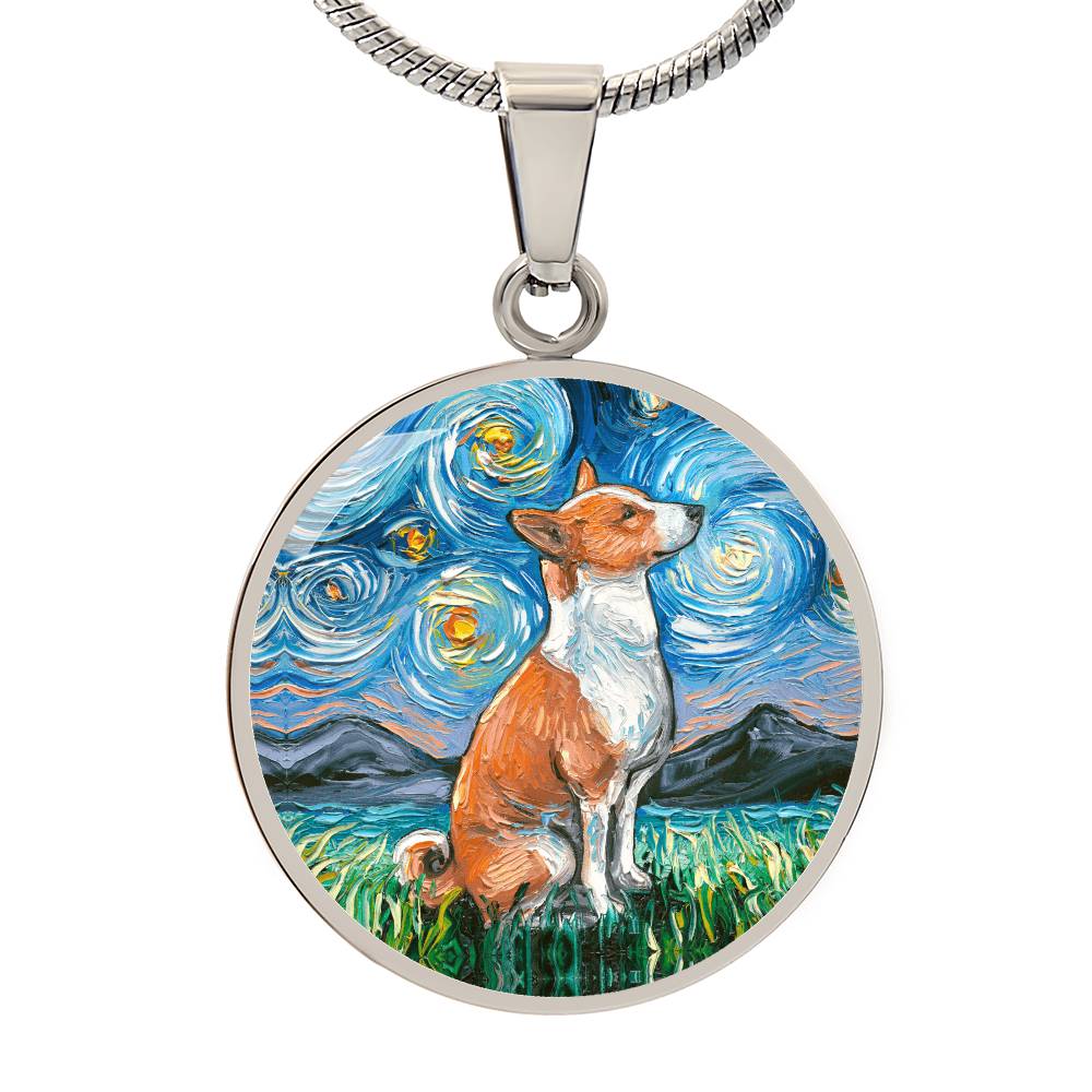 Basenji Starry Night Round Necklace