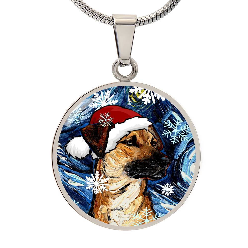 Santa Black Mouth Curr Starry Night Round Necklace