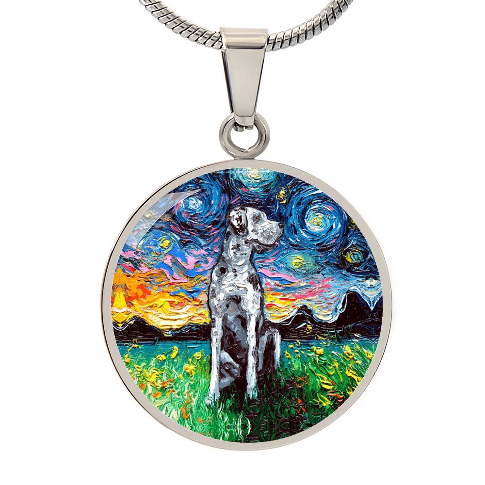 Merle Great Dane Starry Night Round Necklace