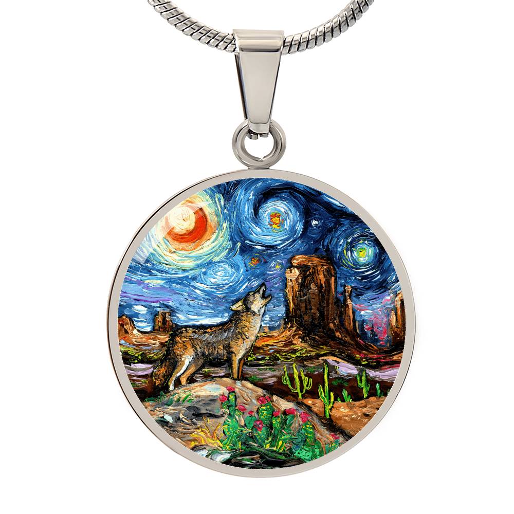 Southwestern Night Starry Night  Round Necklace