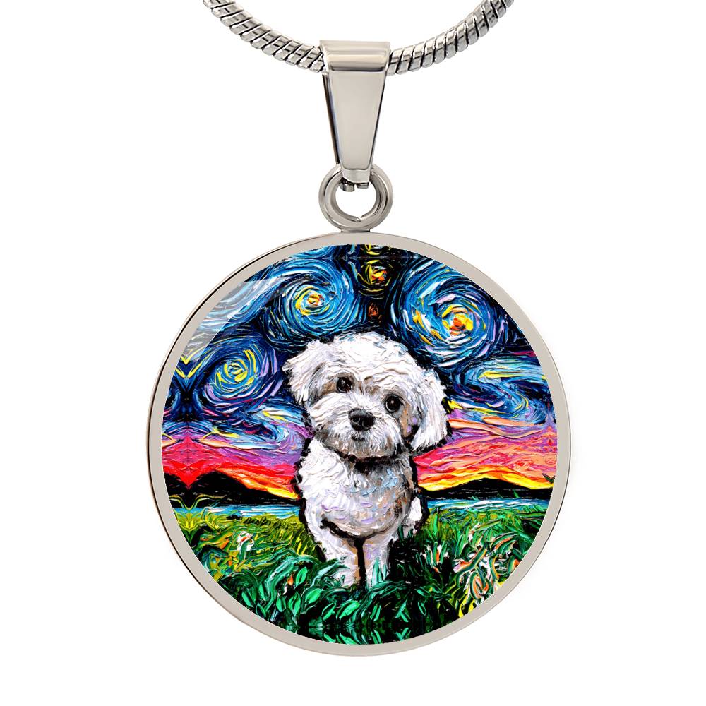 Maltipoo Starry Night Round Necklace