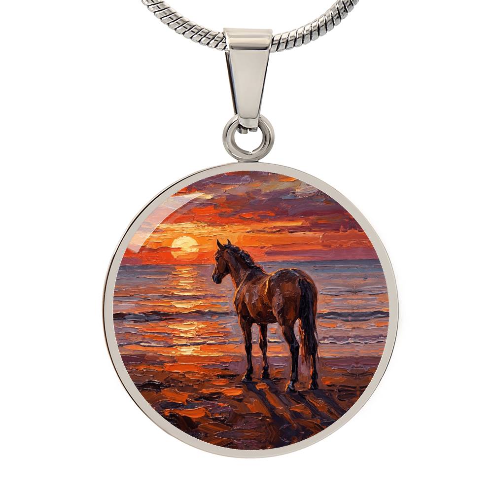 Sunset - Chocolate Mare Round Necklace