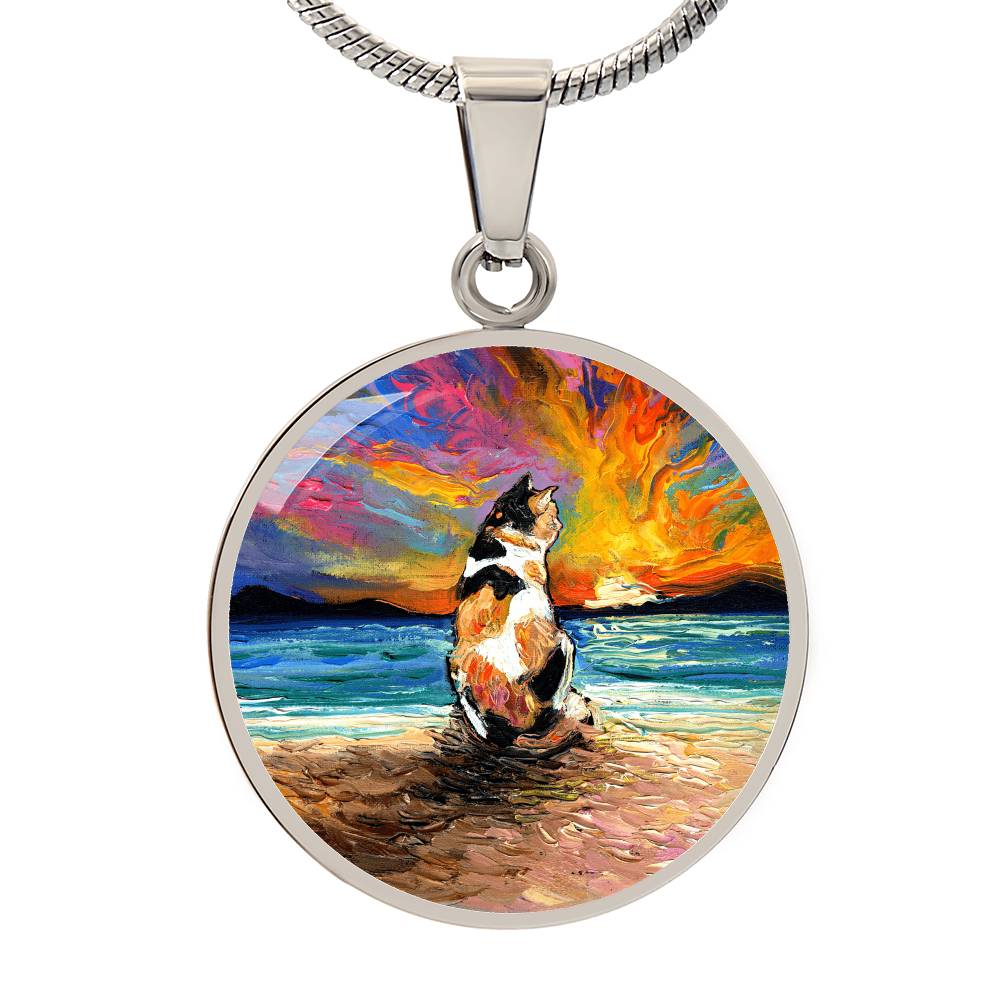 Beach Days - Calico Cat Starry Night Round Necklace