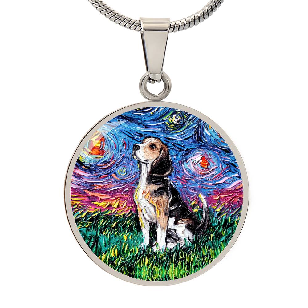 Beagle Starry Night Round Necklace