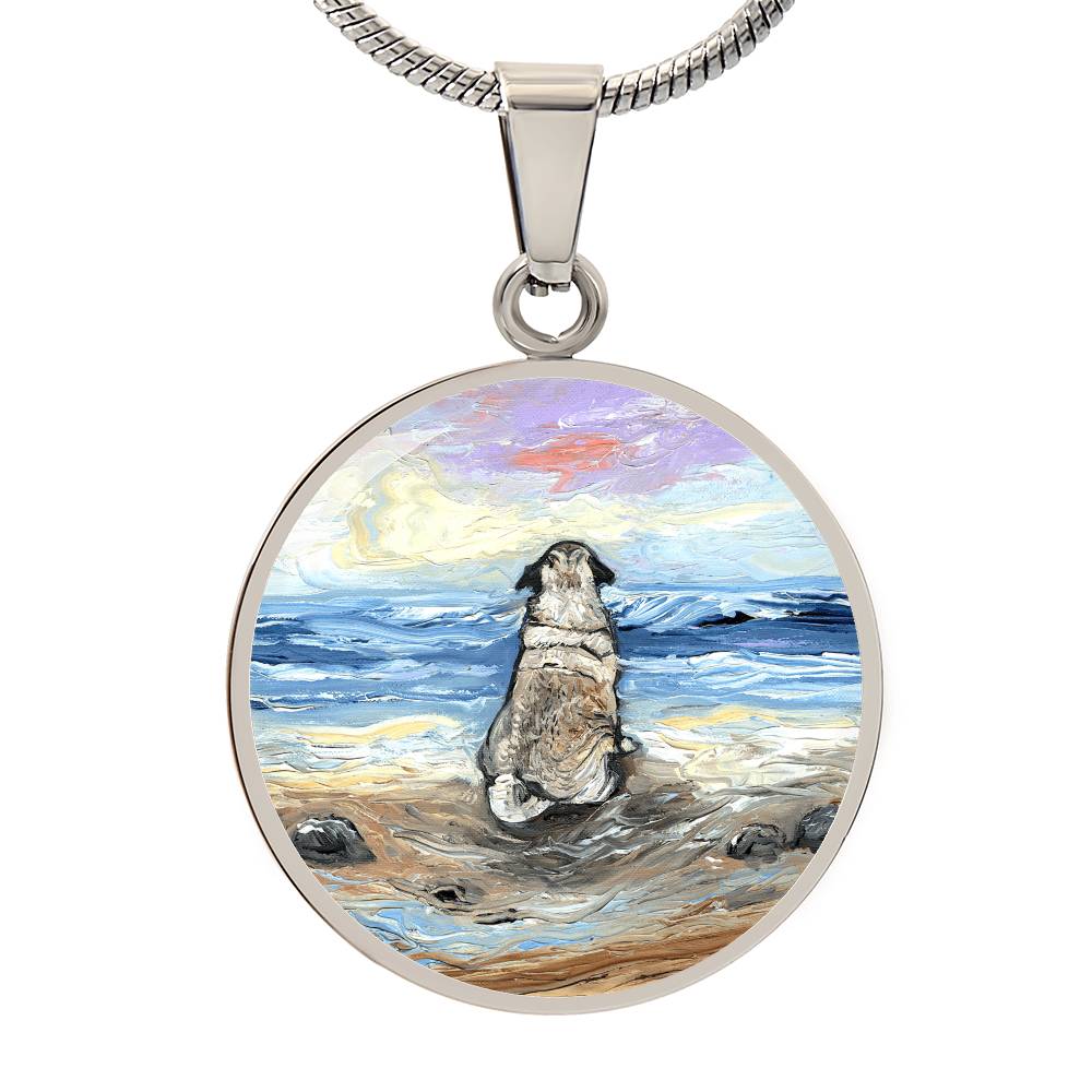 Beach Days - Pug Starry Night Round Necklace