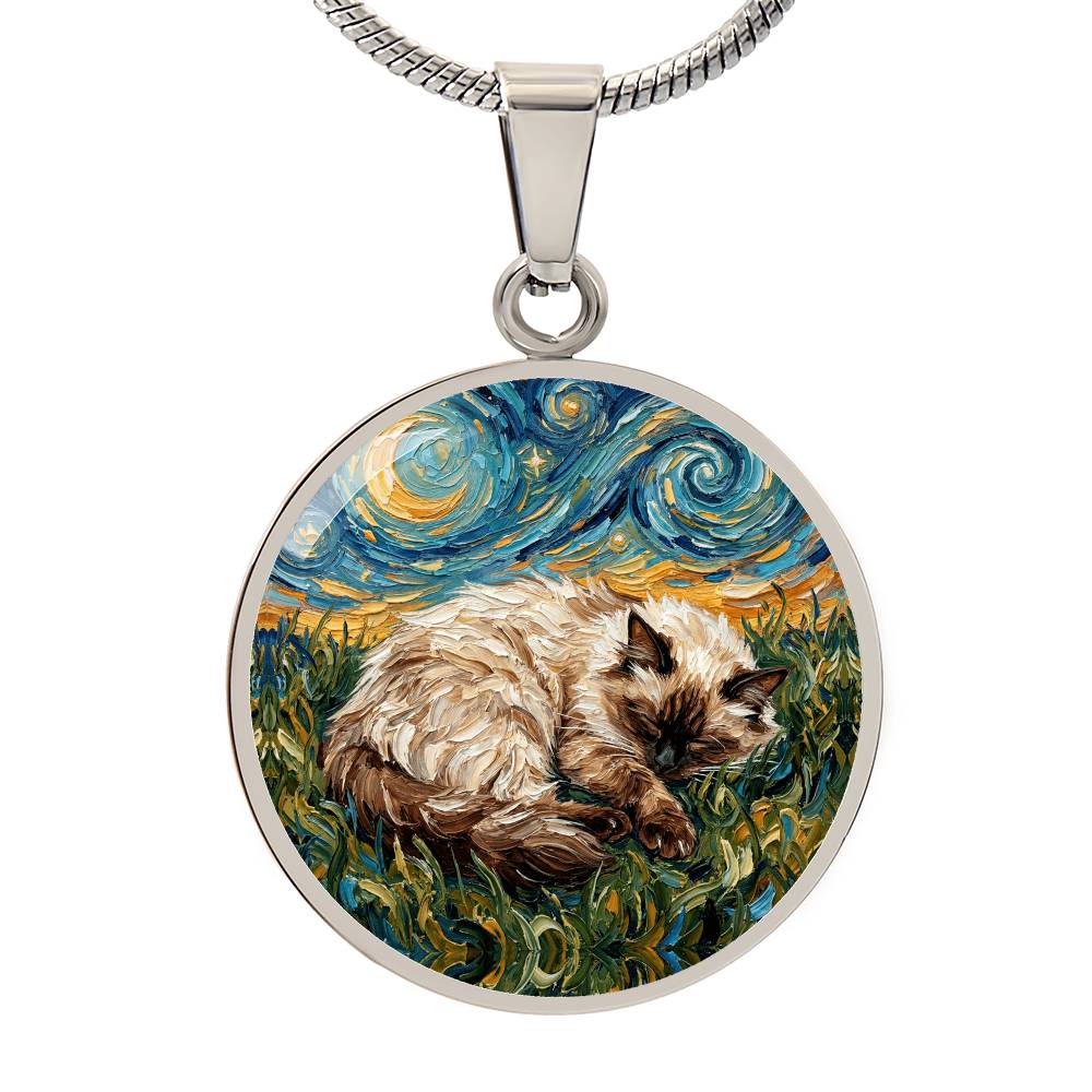 Sleepy Birman Round Necklace
