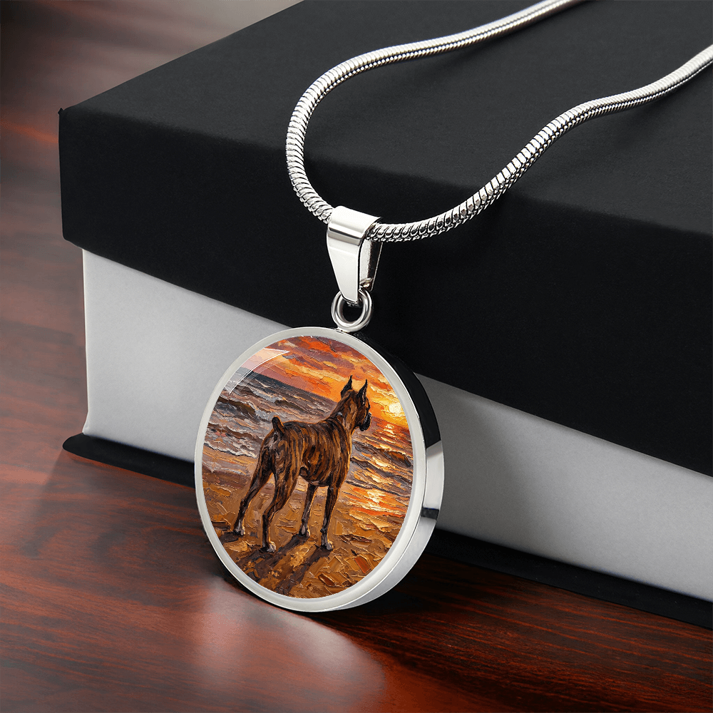 Beach Day - Brindle Boxer Round Necklace