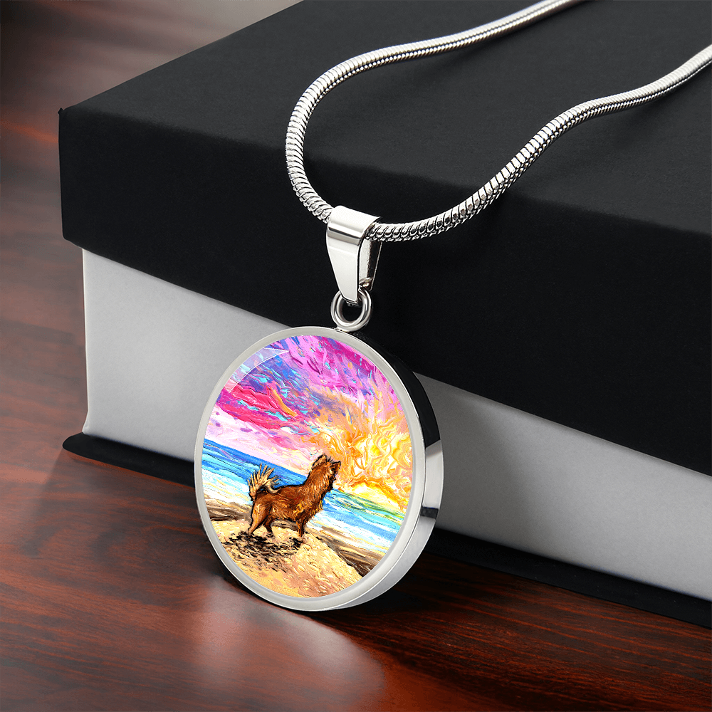 Beach Days - Chihuahua Starry Night Round Necklace