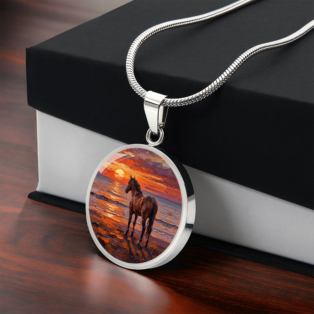 Sunset - Chocolate Mare Round Necklace