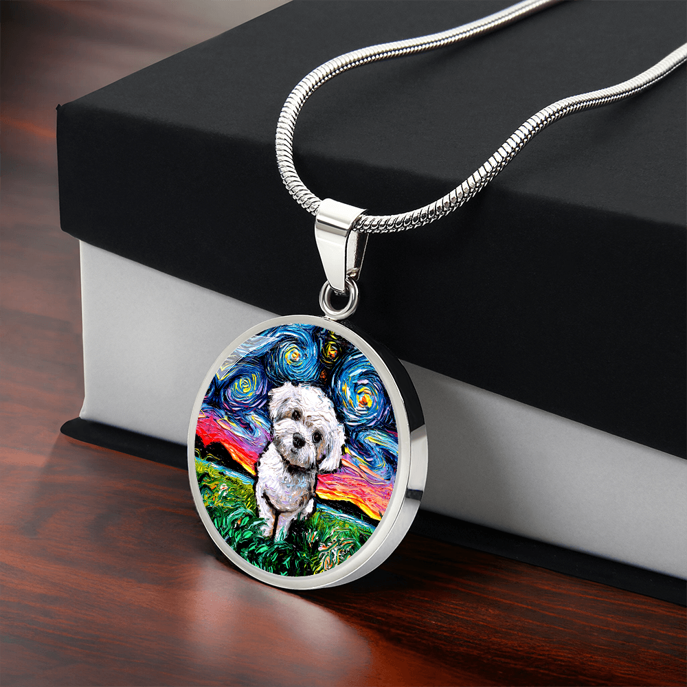 Maltipoo Starry Night Round Necklace
