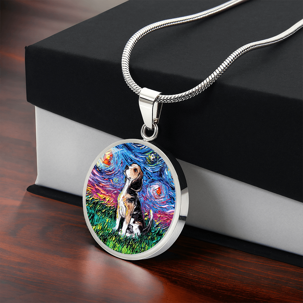 Beagle Starry Night Round Necklace