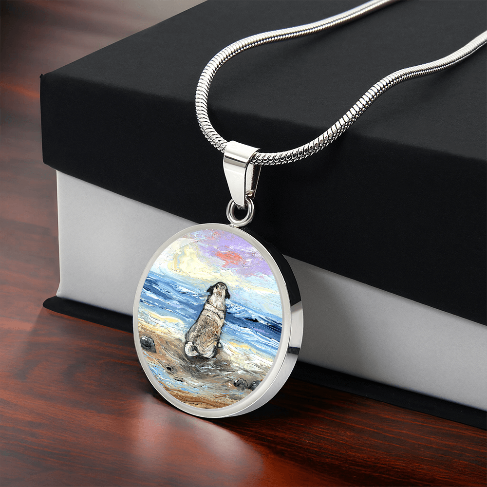 Beach Days - Pug Starry Night Round Necklace
