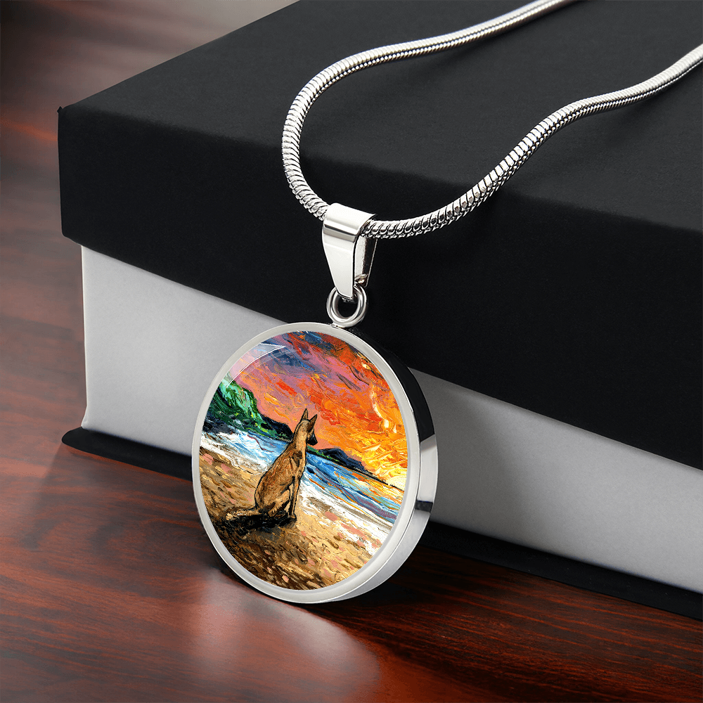 Beach Days - Belgian Malinois Starry Night Round Necklace